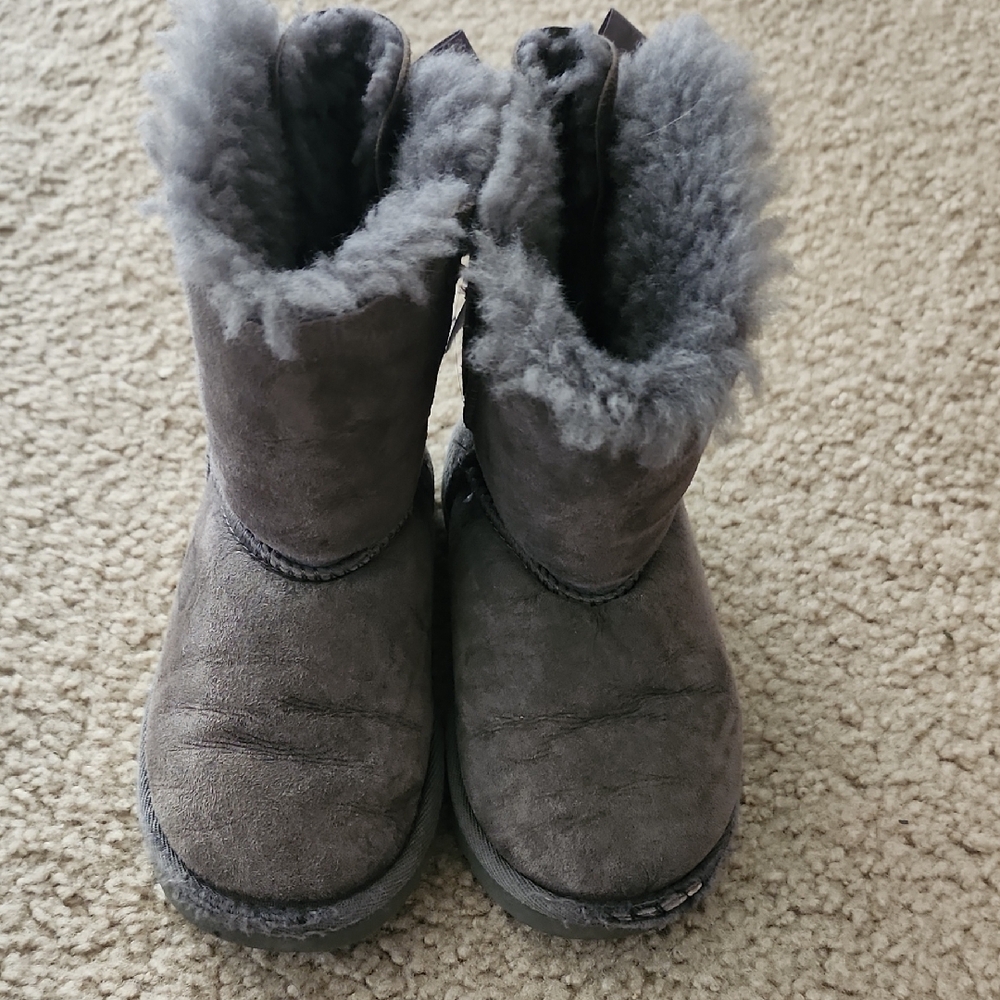 UGG Gray Boots with Classic Design and Fluffy Lining
